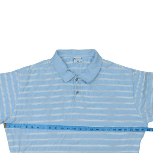 Columbia Men's Blue Striped Cotton Polo Shirt Size L