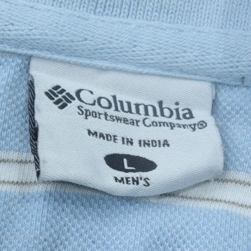 Columbia Men's Blue Striped Cotton Polo Shirt Size L