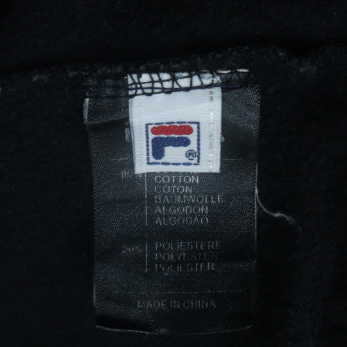 Fila Men Black Pullover Hoodie L Logo Cotton Blend Sweatshirt