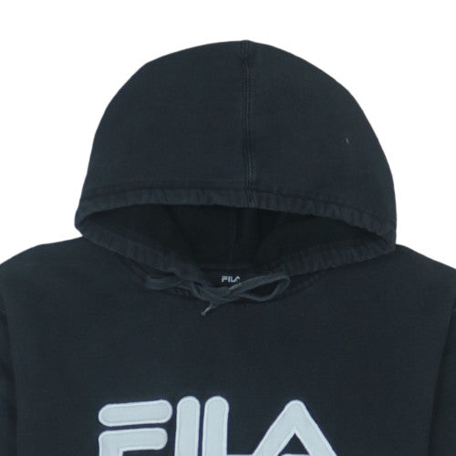 Fila Men Black Pullover Hoodie L Logo Cotton Blend Sweatshirt