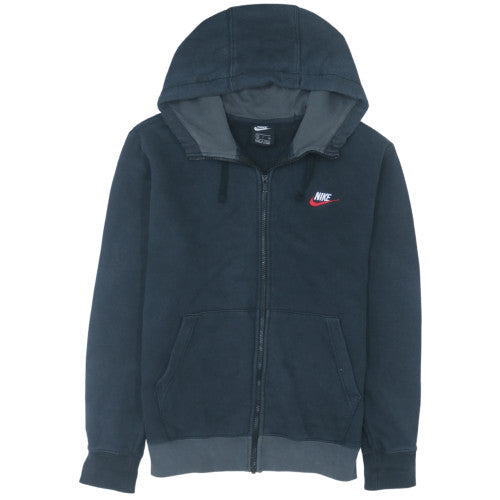 Nike Men's Blue Full Zip Fleece Hoodie Small Logo Sweatshirt