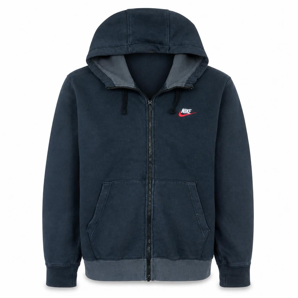 Nike Men's Blue Full Zip Fleece Hoodie Small Logo Sweatshirt