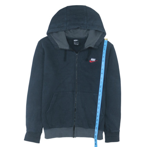 Nike Men's Blue Full Zip Fleece Hoodie Small Logo Sweatshirt