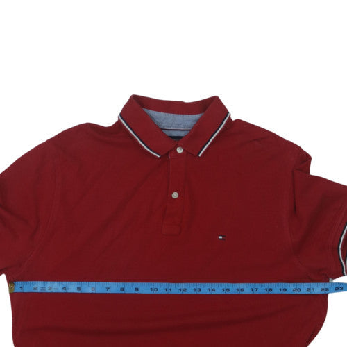 Tommy Hilfiger Men Red Cotton Custom Fit Collared Polo T-Shirt L