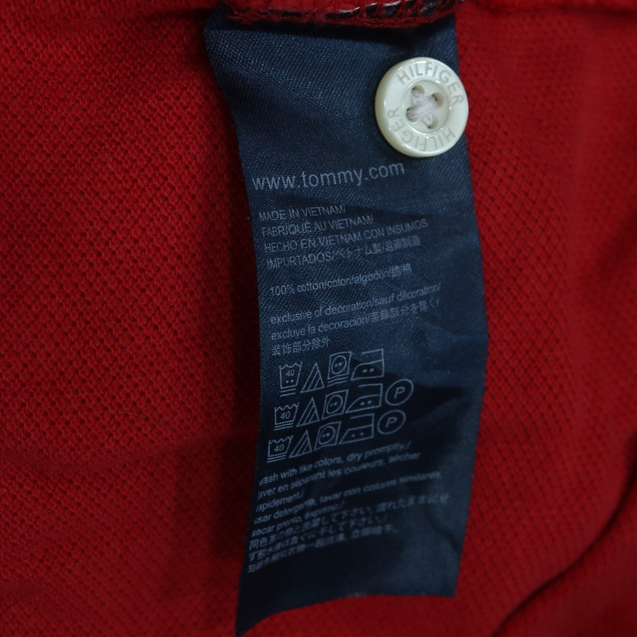 Tommy Hilfiger Men Red Cotton Custom Fit Collared Polo T-Shirt L