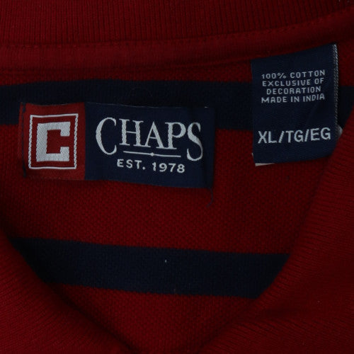 Chaps Mens Red Navy Striped Cotton Polo Shirt XL