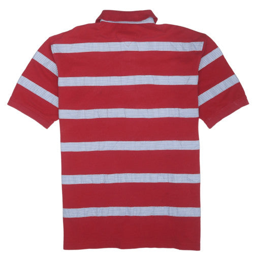Tommy Hilfiger Men's Red Striped Short Sleeve Polo Shirt Size L