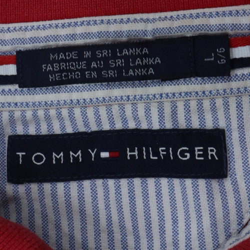 Tommy Hilfiger Men's Red Striped Short Sleeve Polo Shirt Size L