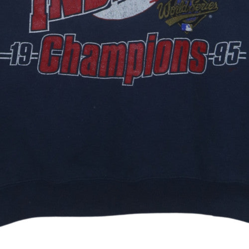 Lee Men's Blue 90s Cleveland Indians Champion Pullover Sweatshirt L