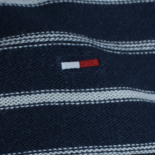 Hilfiger Denim Men's Blue Striped Cotton Crew Neck Jumper M