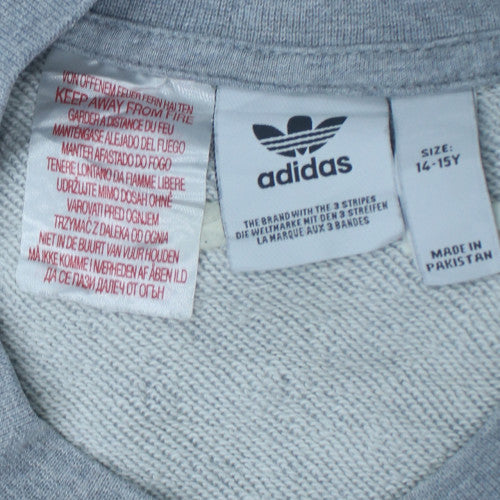 Adidas Boys Grey 14-15 Years Crew Neck Long Sleeve Sweatshirt