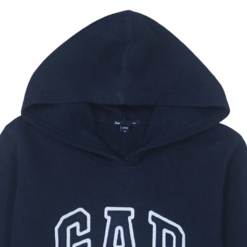 GAP Womens Navy Blue Pullover Hoodie Medium Cotton Blend Logo