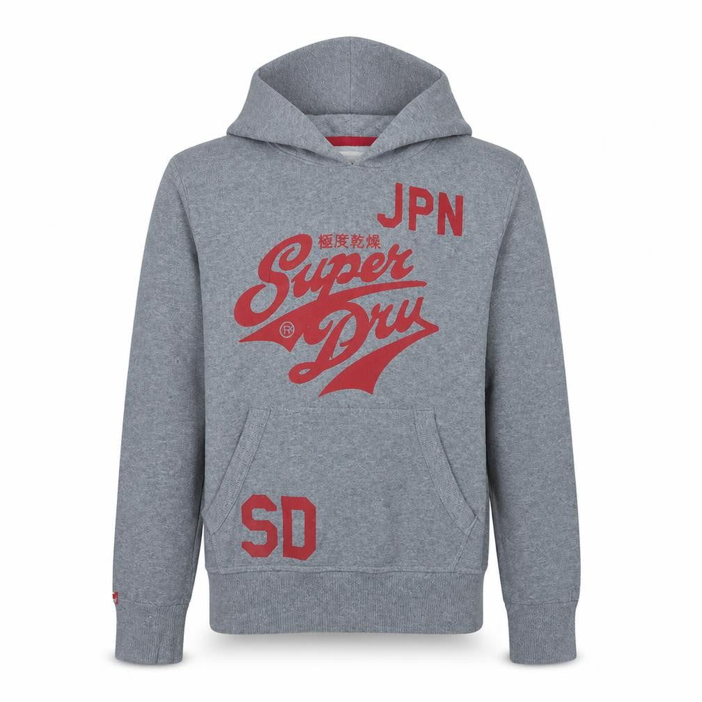 Superdry Men’s Grey Pullover Hoodie M Graphic Fleece Sweatshirt