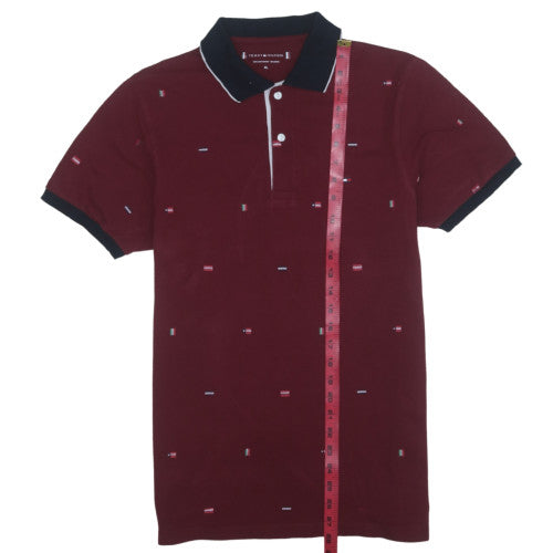 Tommy Hilfiger Men's Red XL Cotton Logo Collared Short Sleeve Polo Shirt