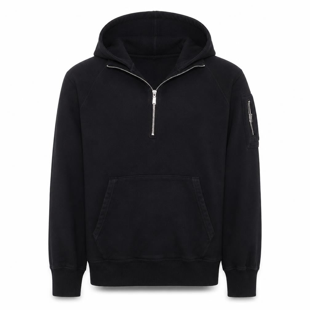 Nike Men's Black XL 1/2 Zip Hooded Sweatshirt Cotton Fleece