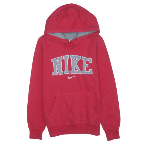 Nike Womens Red Pullover Hoodie Small Cotton Blend Logo Style