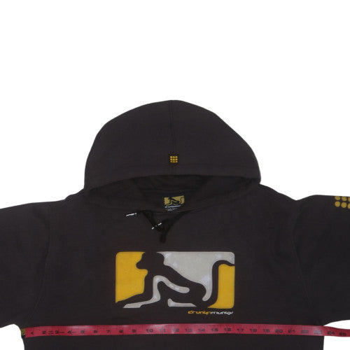Drunknmunky Men's Black Pullover Hoodie M Graphic Logo Fleece