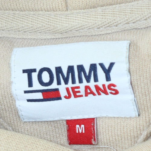 Tommy Jeans Men's Beige Pullover Hoodie M Logo Fleece Sweatshirt