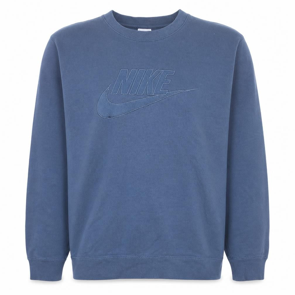 Nike Women Blue Cotton Logo Pullover Sweatshirt Size L