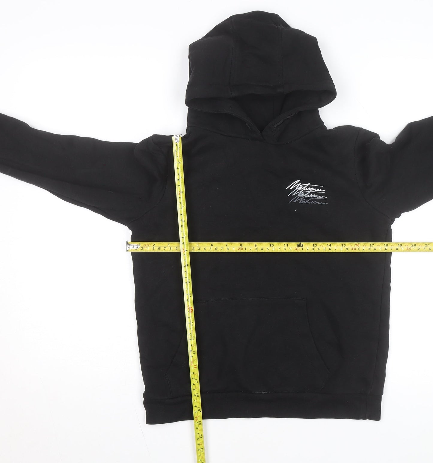Métissier Paris Men's Black Pullover Hoodie Size L Fleece Logo Sweatshirt