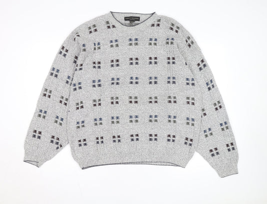 Liberty Sweaters Men's Grey XL Cotton Knit Pullover Jumper