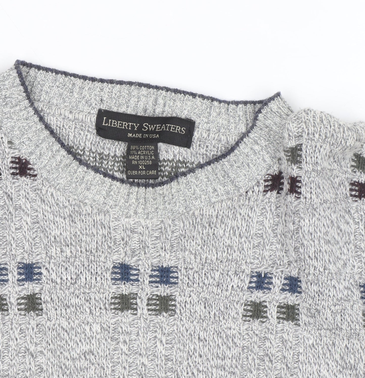 Liberty Sweaters Men's Grey XL Cotton Knit Pullover Jumper