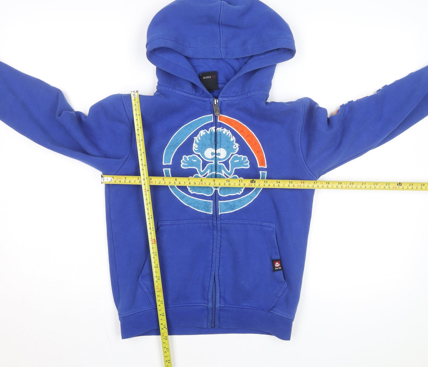 Saltrock Boys Blue Full Zip Hoodie 7-8 Years Cotton Blend Casual