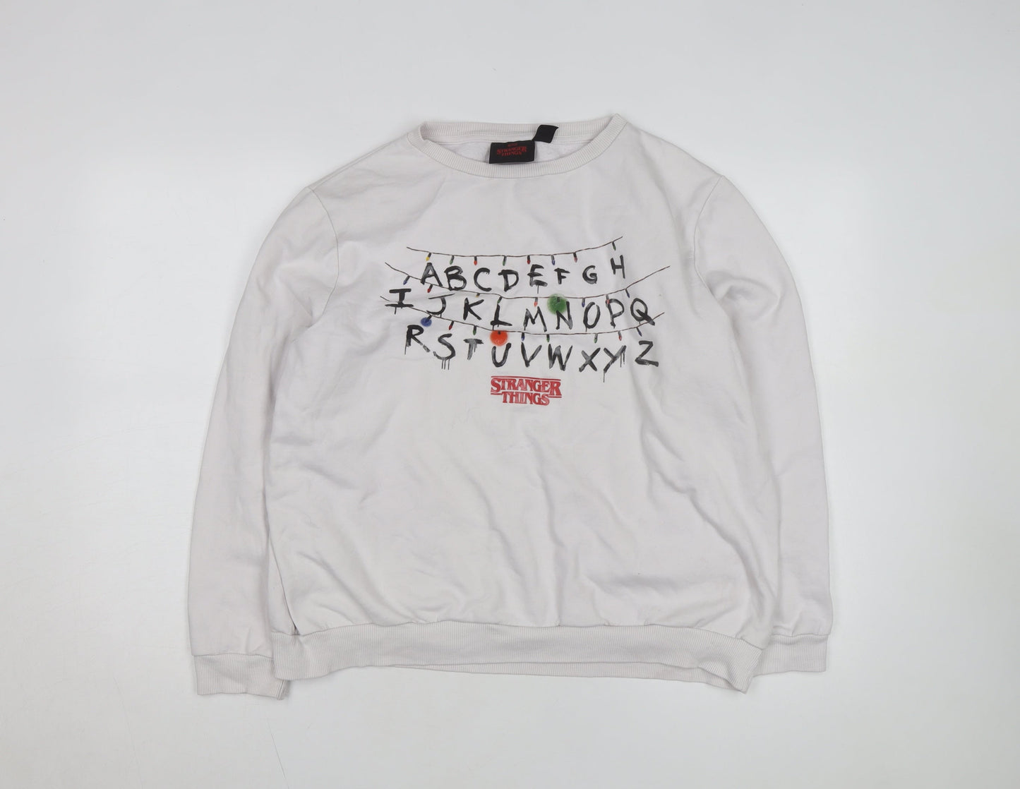 Stranger Things Women White Graphic Pullover Sweatshirt XL