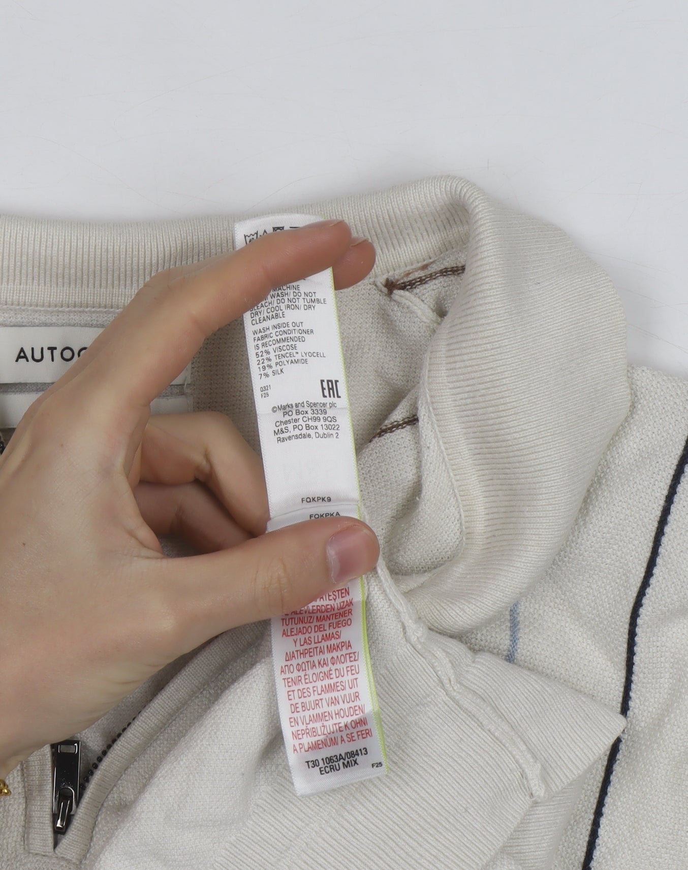 Marks and Spencer Autograph Men's Ivory Long Sleeve Knit Polo L