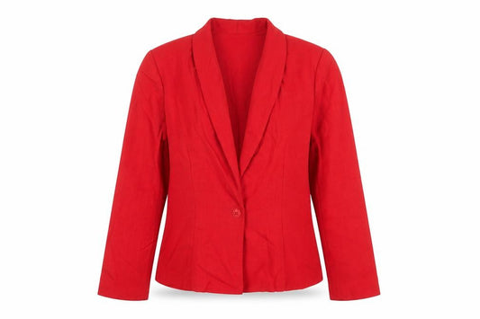 Bedford Fair Women's Red Blazer L Single-Breasted Classic Jacket