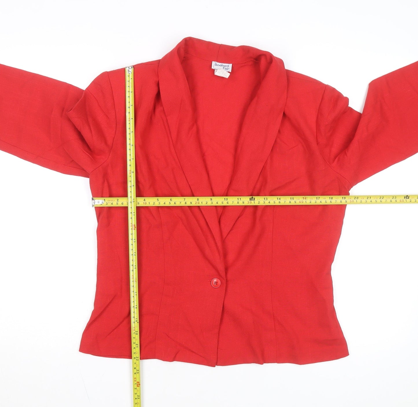 Bedford Fair Women's Red Blazer L Single-Breasted Classic Jacket