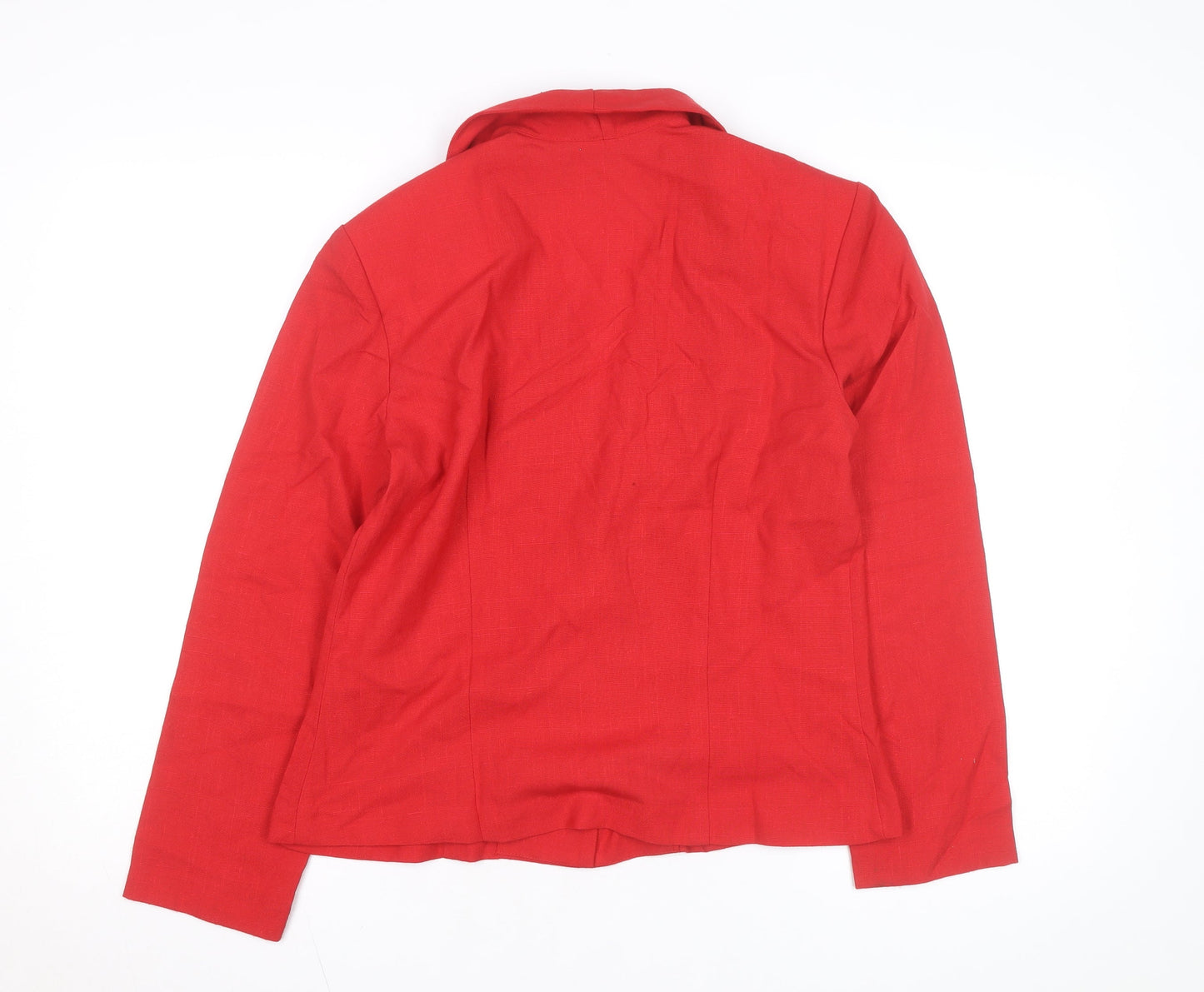 Bedford Fair Women's Red Blazer L Single-Breasted Classic Jacket