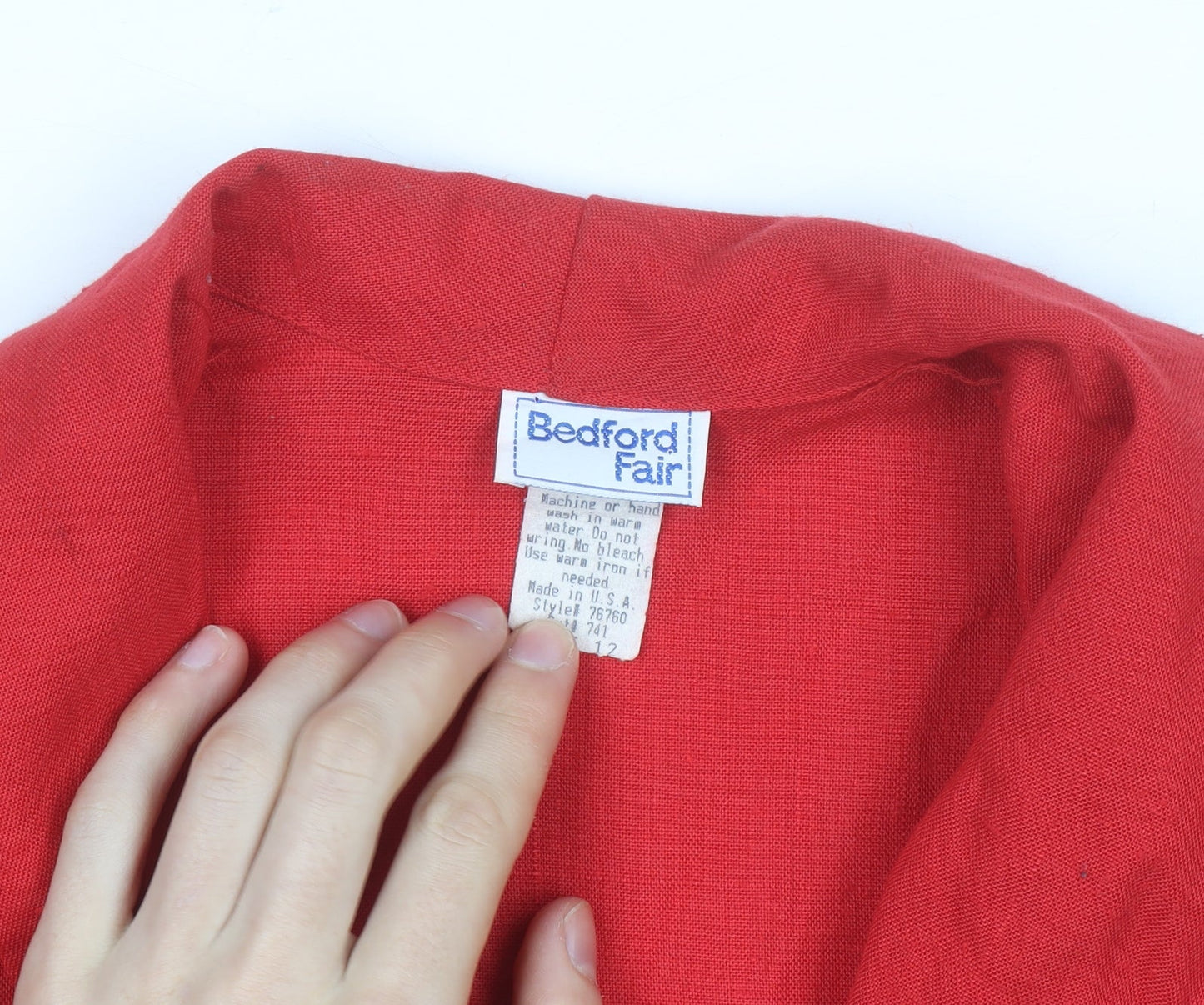 Bedford Fair Women's Red Blazer L Single-Breasted Classic Jacket