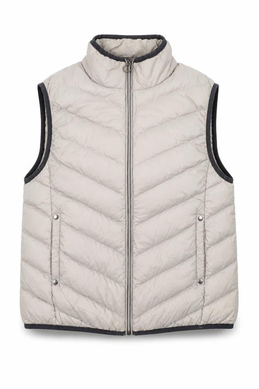 Fransa Women’s Beige Quilted Puffer Waistcoat Size M