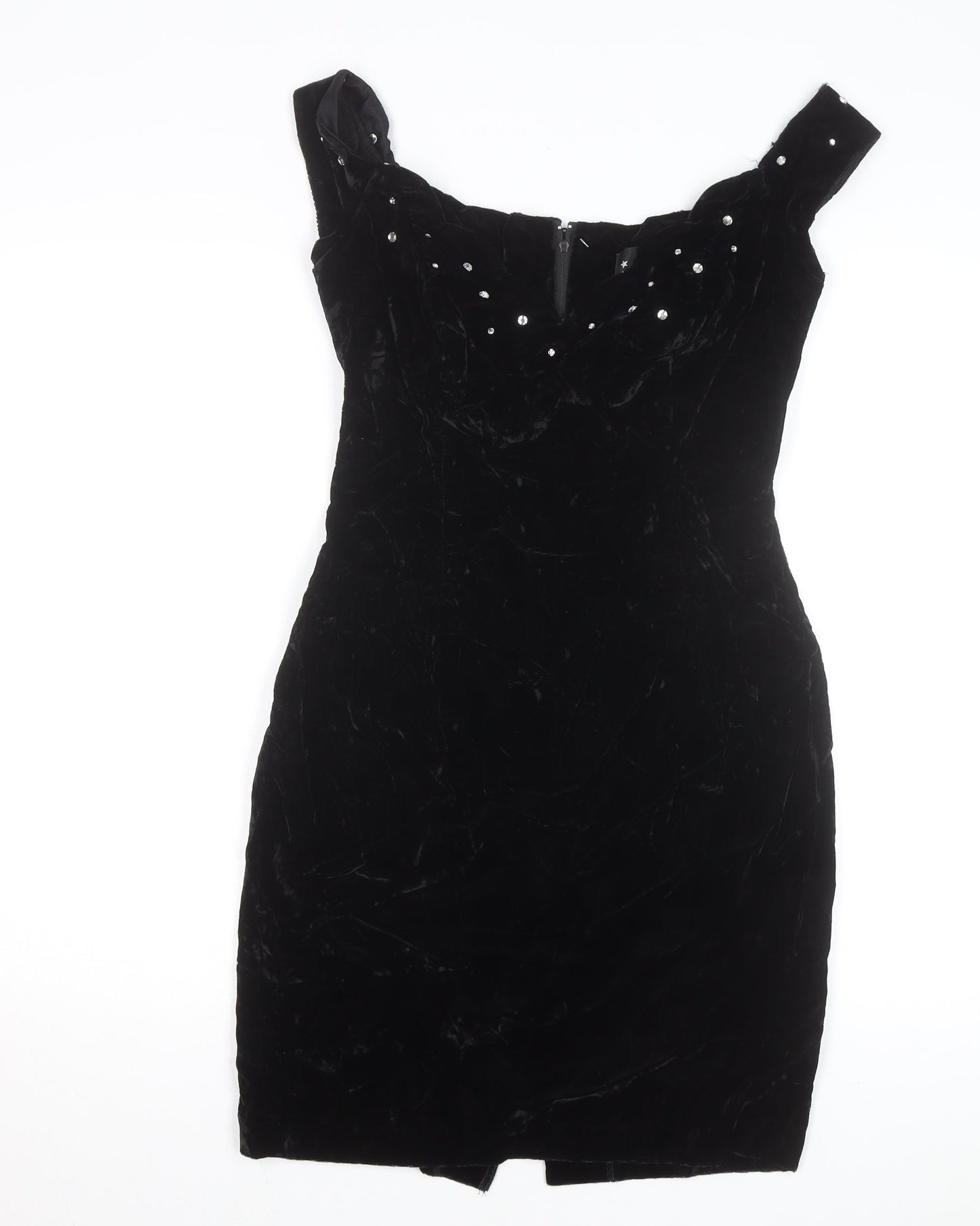 Molly Malloy Women’s Black Velvet Beaded Bodycon Party Dress Size 8