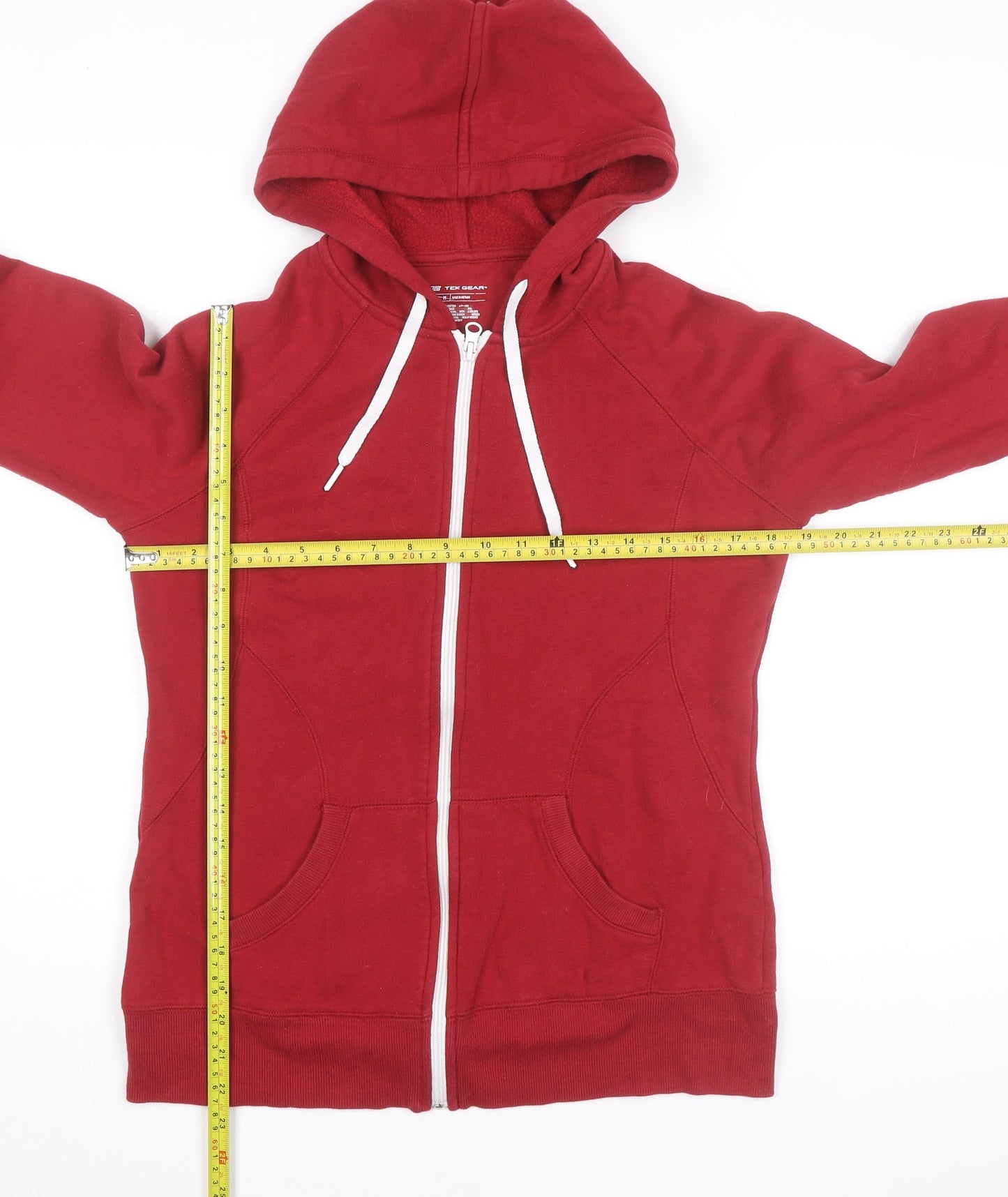 Tek Gear Men's Red Full Zip Fleece Hoodie Size M