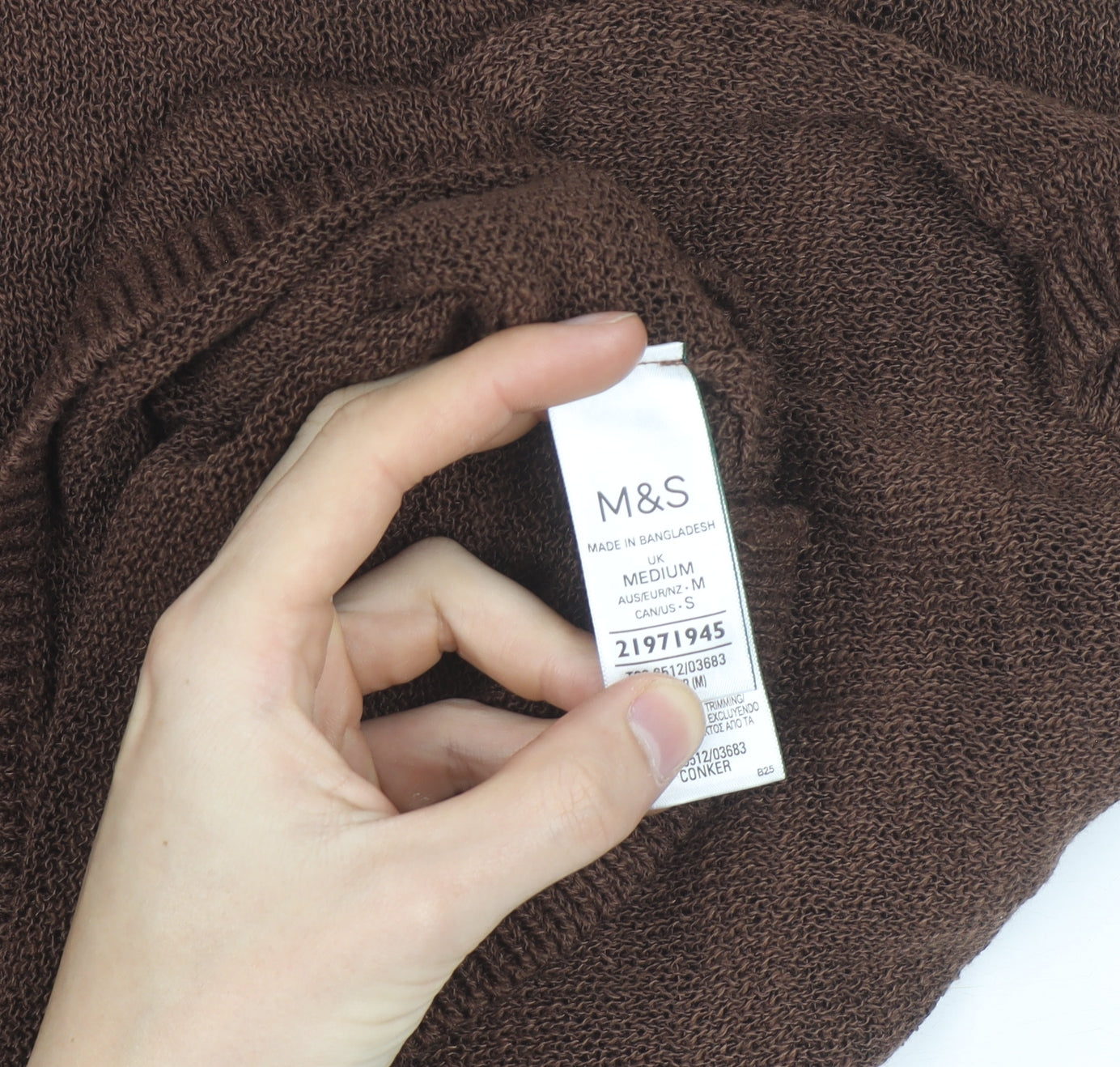 Marks and Spencer Womens Brown Knit V-Neck Short Sleeve Top M