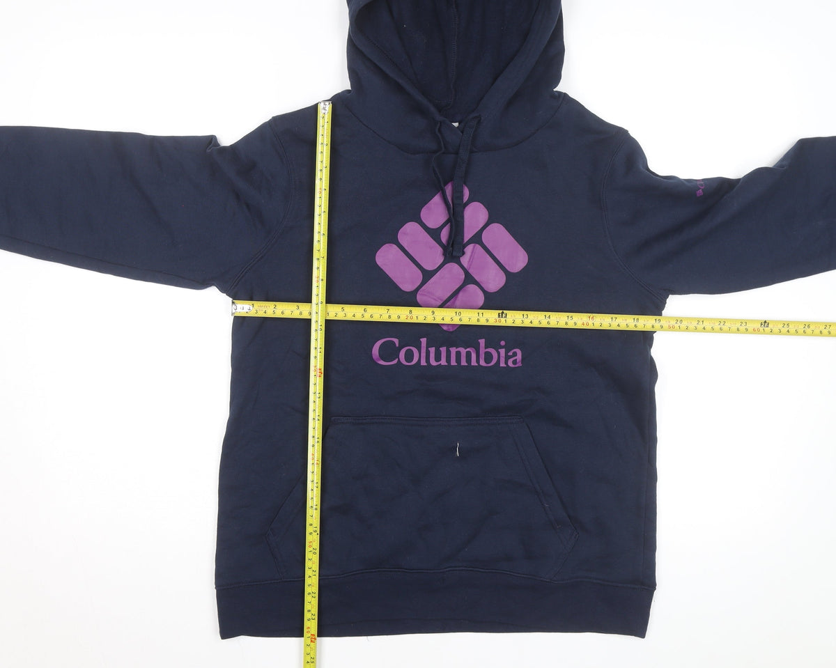 Columbia Women Blue Hooded Basic Jacket M Regular Fit Pullover