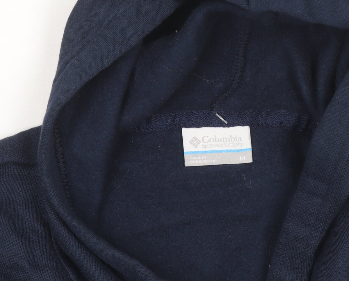 Columbia Women Blue Hooded Basic Jacket M Regular Fit Pullover