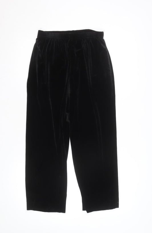 Sami & Jo Petite Black Velvet Straight Trousers Size S