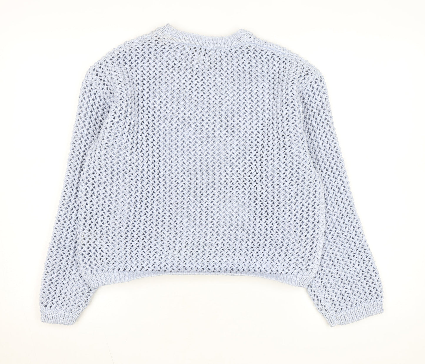 Marks and Spencer Women Blue Open-Knit Cotton Jumper Size M