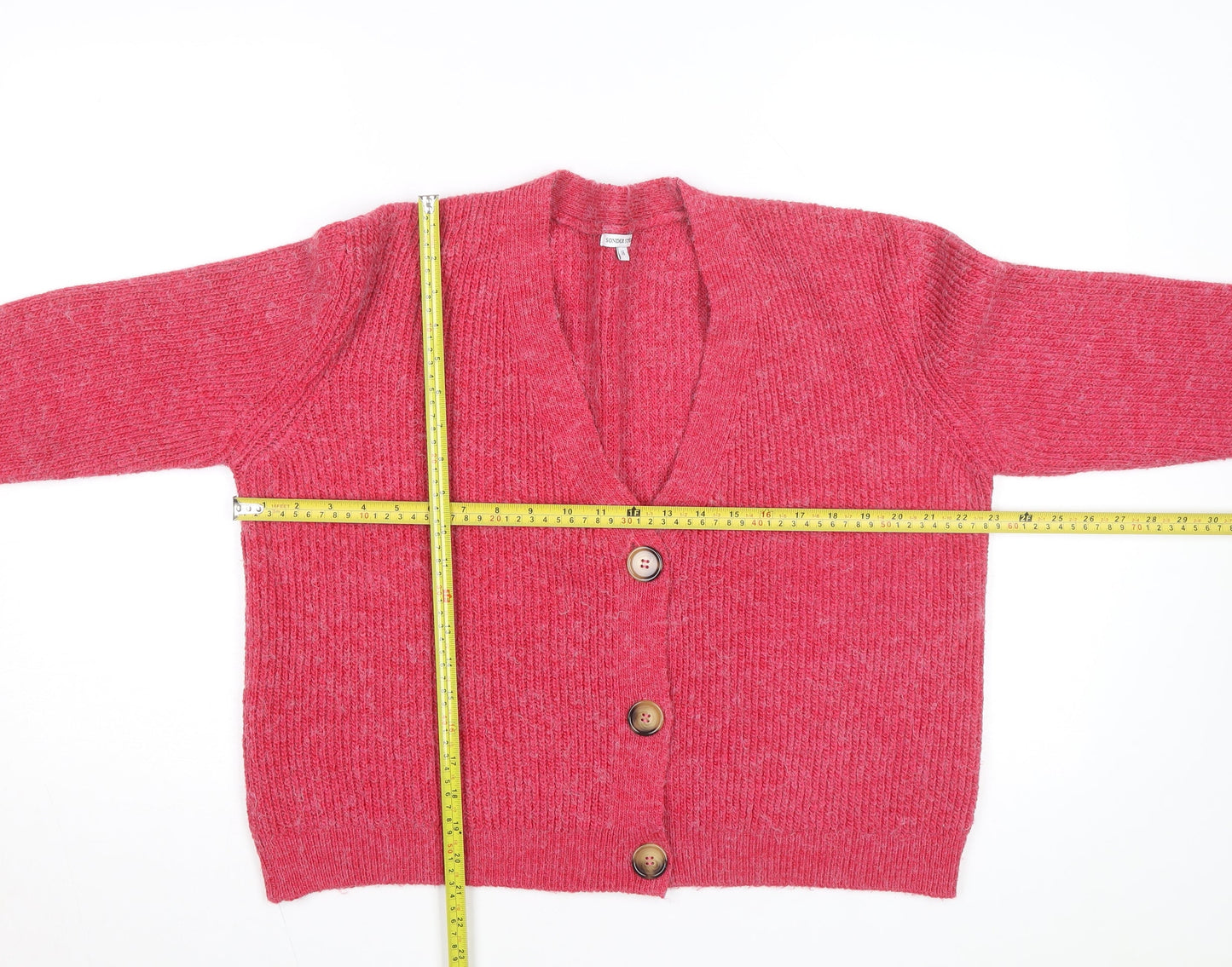 Sonder Studio Women's Pink Button Cardigan Size 16 Knit Long Sleeve