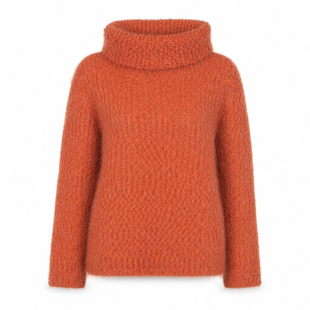 Alexara Women’s Orange Roll Neck Chunky Knit Jumper Size S