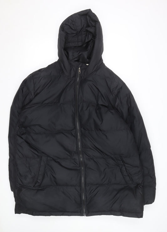 Levi's Men's Black XL Puffer Jacket Hooded Mid-Length Winter Coat