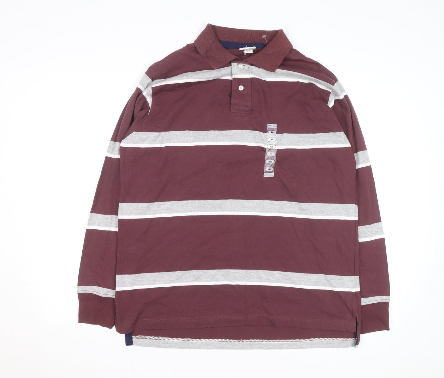 Steve & Barry's Men's Red Striped Long Sleeve Rugby Shirt M