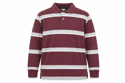 Steve & Barry's Men's Red Striped Long Sleeve Rugby Shirt M