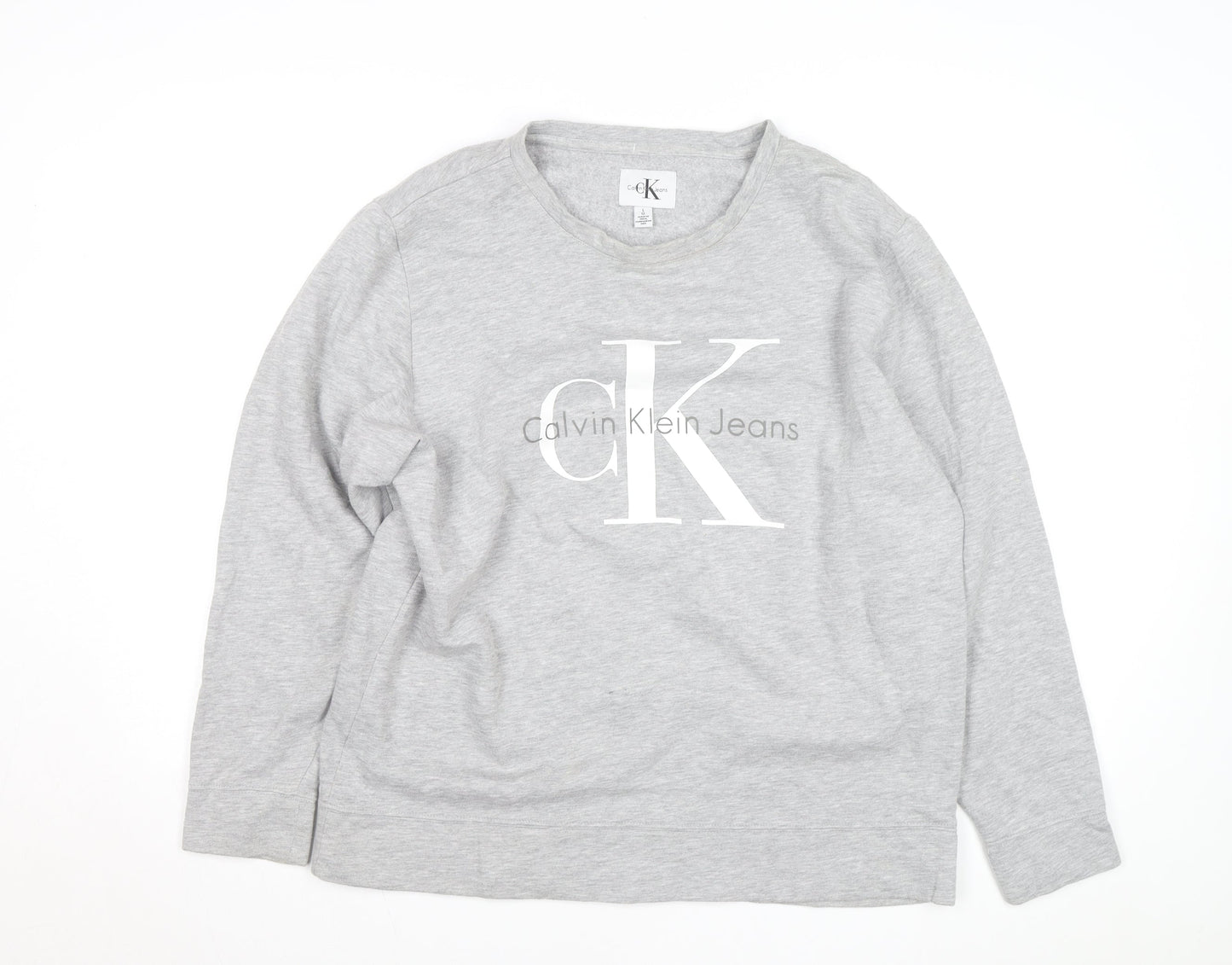 Calvin Klein Jeans Men's Grey Logo Pullover Sweatshirt Size L