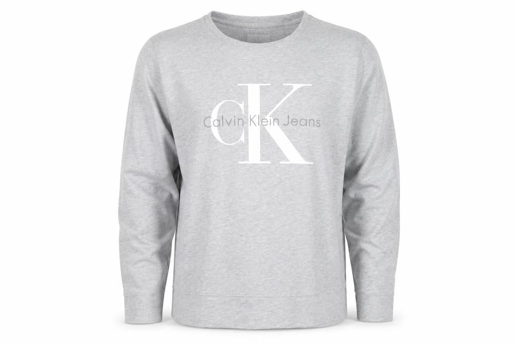 Calvin Klein Jeans Men's Grey Logo Pullover Sweatshirt Size L
