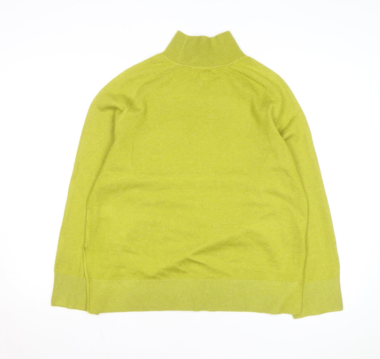 Marks and Spencer Women Green Mock Neck Wool Blend Jumper Medium