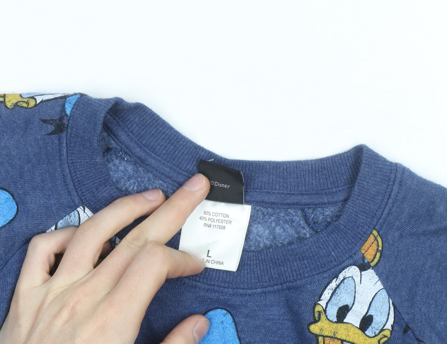 Disney Women's Blue Donald Duck Pullover Sweatshirt Size L